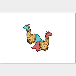 Cute dino long neck, giraffe dino, dinosaur Posters and Art